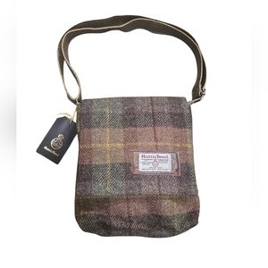 Harris Tweed Crossbody Messenger Bag Plaid Hand Woven Wool NWT